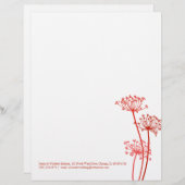 Grafische koeien van rode bloem, peterselie postko persoonlijk briefhoofd (Voorkant / Achterkant)