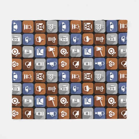 Grafische koffie-pictogrammen fleece deken (Voorkant (Horizontaal))