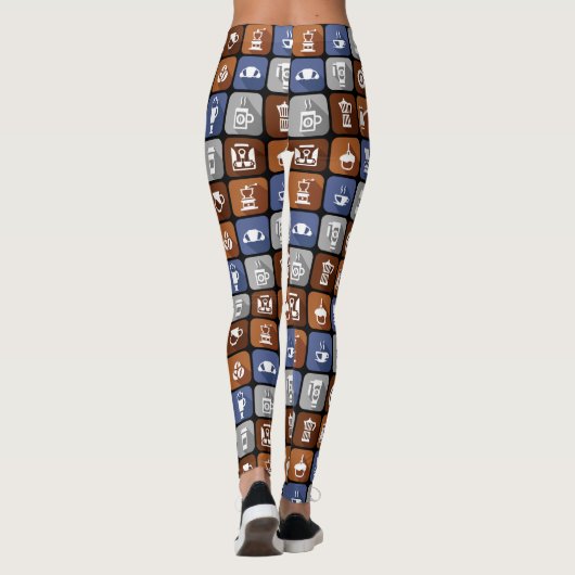 Grafische koffie-pictogrammen leggings (Achterkant)