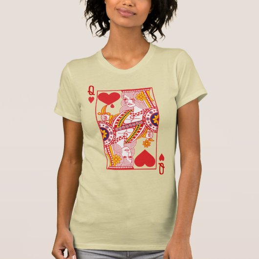 Grafische koningin van harten t-shirt (Voorkant)