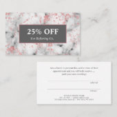Grafische korting voor mousserende roos goudmarmer aanbevelingskaartje (Voorkant / Achterkant)