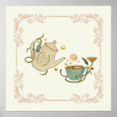 Grafische kunst, Beige Tea Time Illustration Poster (Voorkant)