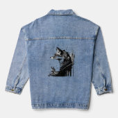 Grafische kunst gestileerde vossen dierlijke Natuu Denim Jacket (Achterkant)