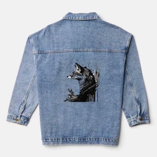 Grafische kunst gestileerde vossen dierlijke Natuu Denim Jacket (Achterkant)