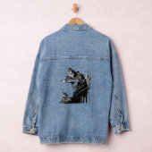 Grafische kunst gestileerde vossen dierlijke Natuu Denim Jacket (Hangar)