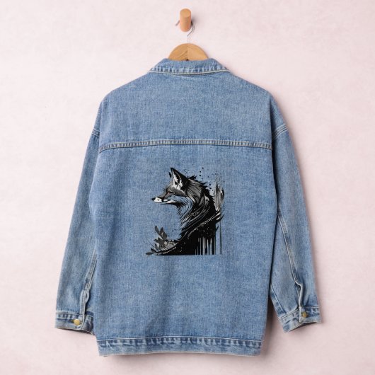 Grafische kunst gestileerde vossen dierlijke Natuu Denim Jacket (Hangar)