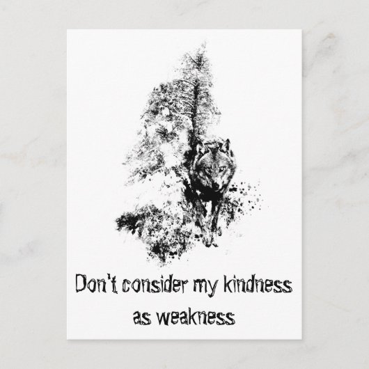 Grafische kunst Gray Wolf Wildlife Kindness Quote Briefkaart (Voorkant)