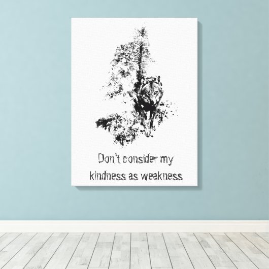 Grafische kunst Gray Wolf Wildlife Kindness Quote Canvas Afdruk (Insitu (Houten vloer))