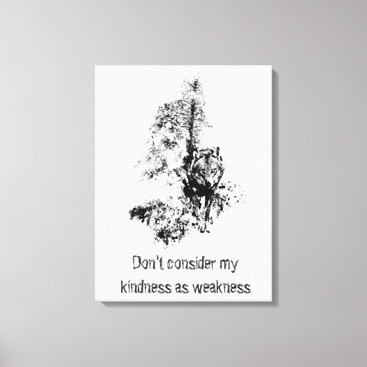 Grafische kunst Gray Wolf Wildlife Kindness Quote Canvas Afdruk (Voorkant)