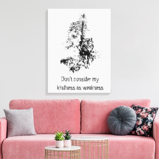 Grafische kunst Gray Wolf Wildlife Kindness Quote Canvas Afdruk (Insitu (Woonkamer))