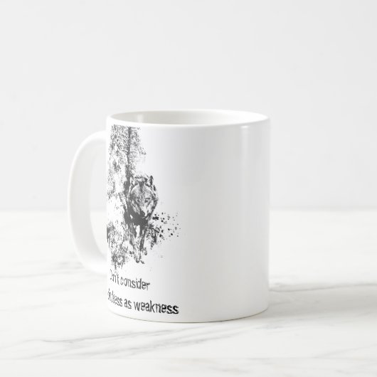 Grafische kunst Gray Wolf Wildlife Kindness Quote Koffiemok (Voorkant links)