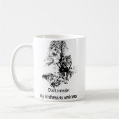 Grafische kunst Gray Wolf Wildlife Kindness Quote Koffiemok (Links)