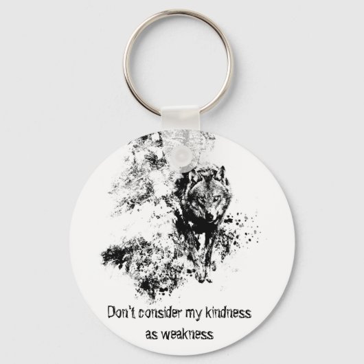 Grafische kunst Gray Wolf Wildlife Kindness Quote Sleutelhanger (Voorkant)