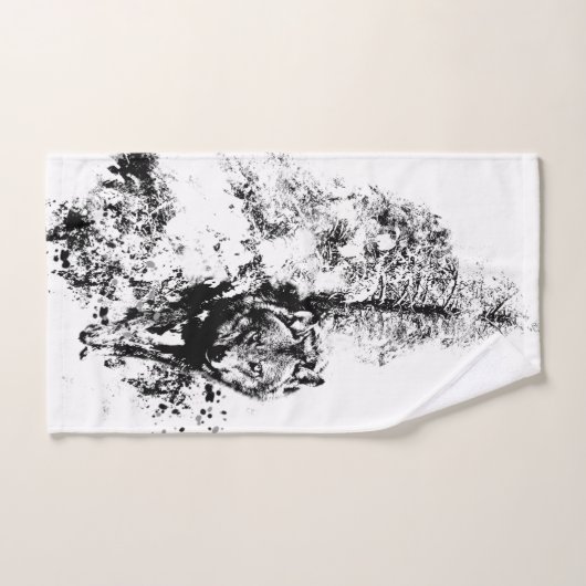 Grafische kunst Grijze Wolf Natuur in het wild lev Handdoek (Handdoek)