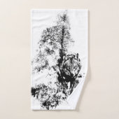 Grafische kunst Grijze Wolf Natuur in het wild lev Handdoek (Handdoek)