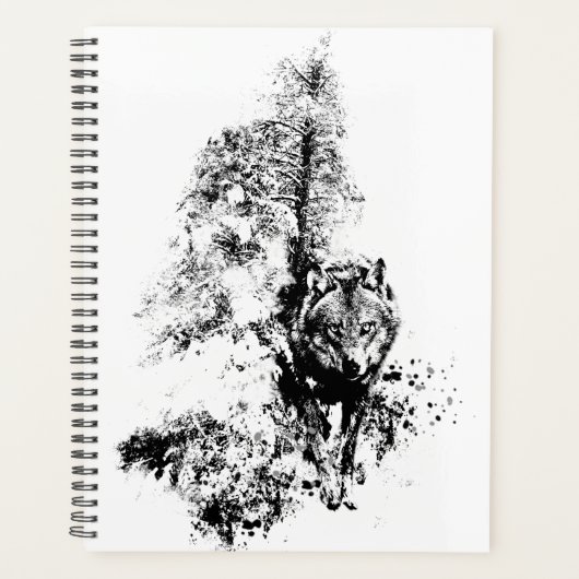 Grafische kunst Grijze Wolf Natuur in het wild lev Planner (Voorkant)