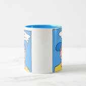 Grafische kunst: Guy met Pet en Bericht Tweekleurige Koffiemok (Center)