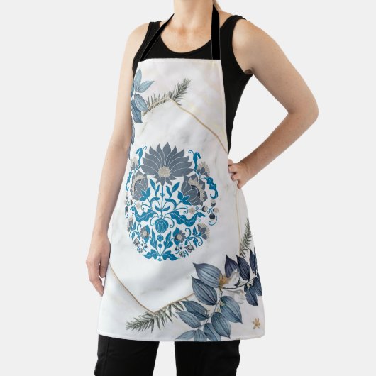 Grafische kunst, heldere Blauwgroen Mandala-illust Schort (Insitu)