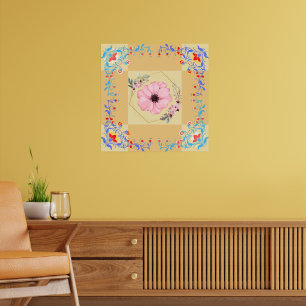 Grafische kunst, illustratie roze lentevloeren poster