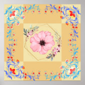 Grafische kunst, illustratie roze lentevloeren poster (Voorkant)