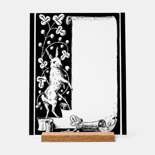 Grafische kunst konijn en scroll acryl teken acryl bord (Voorkant)