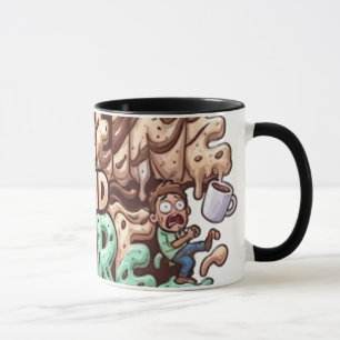 Grafische kunst 'Lopen op cafeïne en pure paniek' Mok