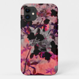 Grafische kunst met rode zwarte bloem iPhone 11 hoesje