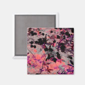 Grafische kunst met rode zwarte bloem magneet (Voorkant / Achterkant)