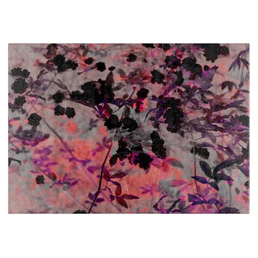 Grafische kunst met rode zwarte bloem snijplank (Voorkant)