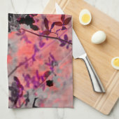 Grafische kunst met rode zwarte bloem theedoek (Quarter Fold)