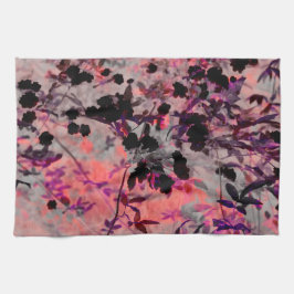 Grafische kunst met rode zwarte bloem theedoek