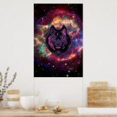Grafische kunst, Paarse Cosmic Wolf Illustratie Poster (Keuken)