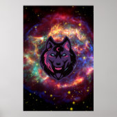 Grafische kunst, Paarse Cosmic Wolf Illustratie Poster (Voorkant)