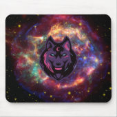 Grafische kunst, Paarse illustratie Kosmische Wolf Muismat (Voorkant)