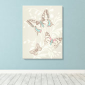 Grafische kunst vlinders en bloemendoek print (Insitu (Houten vloer))