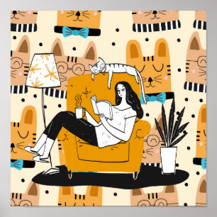 Grafische kunst voor modern meisje lezen poster