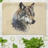 Grafische kunst Wolf Wild Animal Natuur Wildlife A Theedoek (Gevouwen)