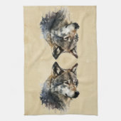 Grafische kunst Wolf Wild Animal Natuur Wildlife A Theedoek (Verticaal)