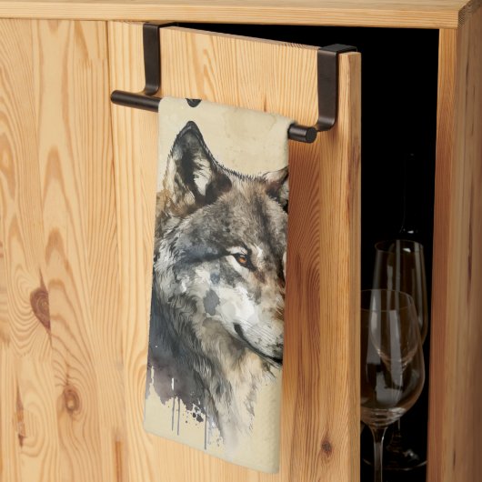 Grafische kunst Wolf Wild Animal Natuur Wildlife A Theedoek (Derde Gevouwen)