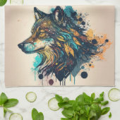 Grafische kunst Wolf Wild Animal Natuur Wildlife A Theedoek (Gevouwen)