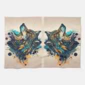 Grafische kunst Wolf Wild Animal Natuur Wildlife A Theedoek (Horizontaal)