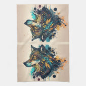 Grafische kunst Wolf Wild Animal Natuur Wildlife A Theedoek (Verticaal)