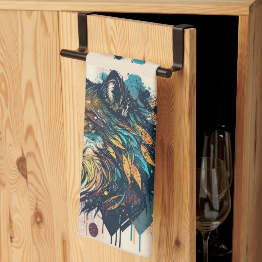 Grafische kunst Wolf Wild Animal Natuur Wildlife A Theedoek (Derde Gevouwen)