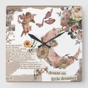 Grafische kunstbloem citeert jornale engel T-Shirt Vierkante Klok