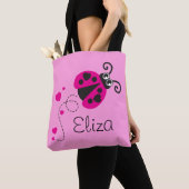Grafische ladybug hearts meisjes naam canvas tas (Dichtbij)