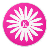 Grafische madeliefjesbloem roze monogram knop (Voorkant)