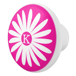 Grafische madeliefjesbloem roze monogram knop