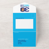 Grafische marine hemelsblauw 30e verjaardag partij all in one uitnodiging (Buitenkant)