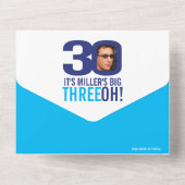 Grafische marine hemelsblauw 30e verjaardag partij all in one uitnodiging (Achterkant)