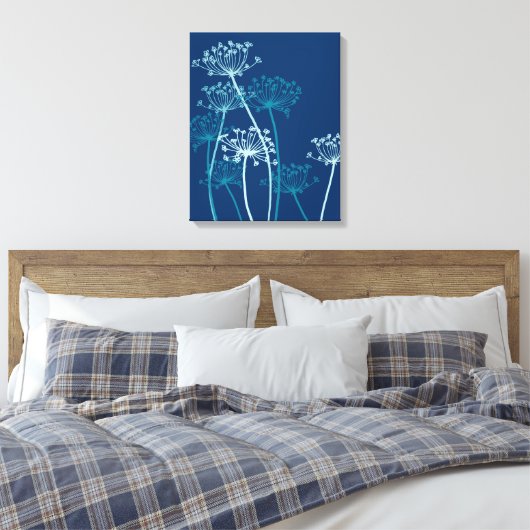 Grafische moderne bloem kervel canvas print (Insitu (Slaapkamer))